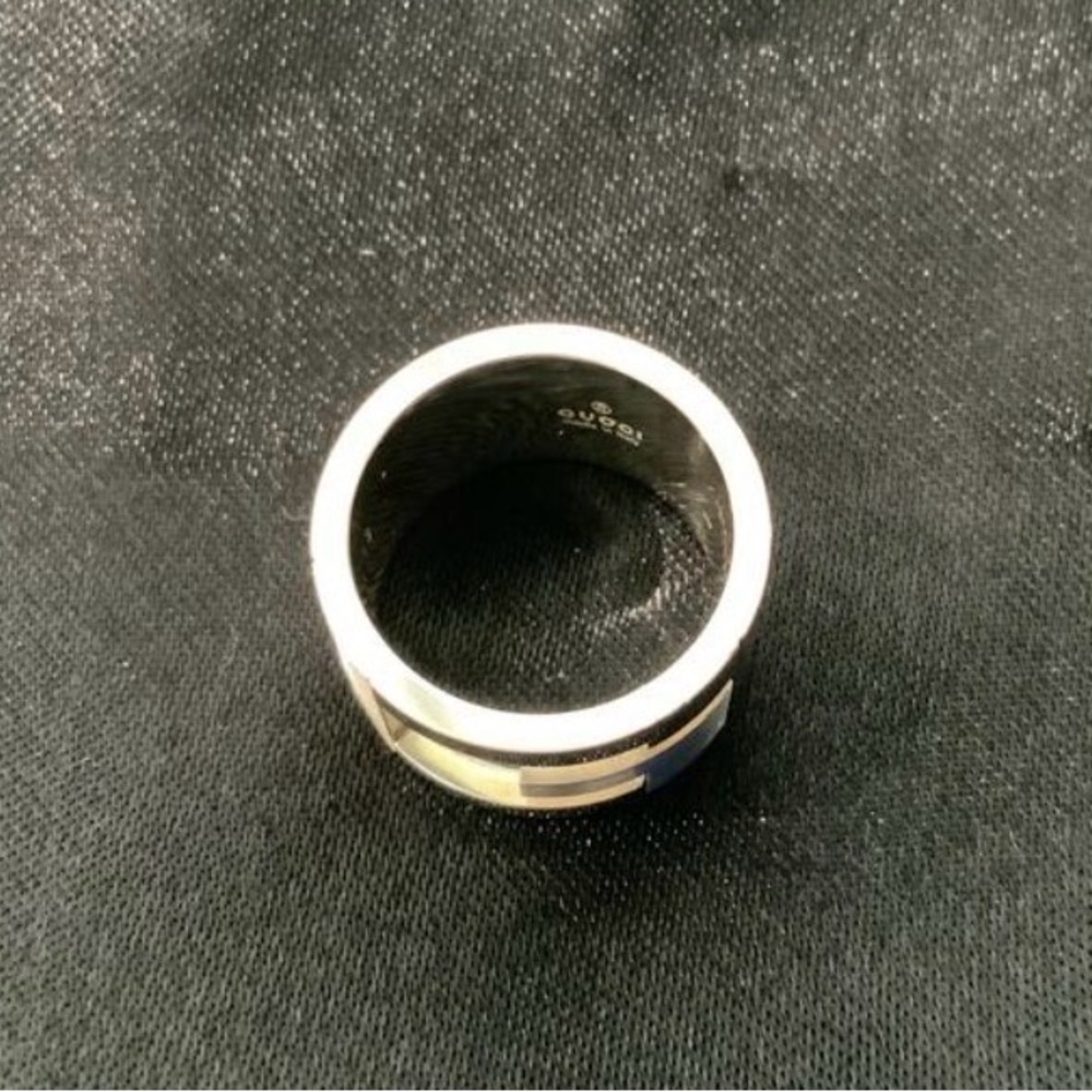 🌺🌺New GUCCI Silver 925 Cut Out Logo Ring US Sz 6.5/Sz 13 - Picture 6 of 8